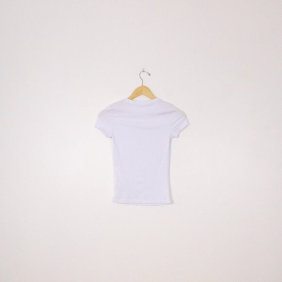 *Rebel Sugar White Ribbed Tight Fit Short Sleeve T Shirt - Picture 5 of 6